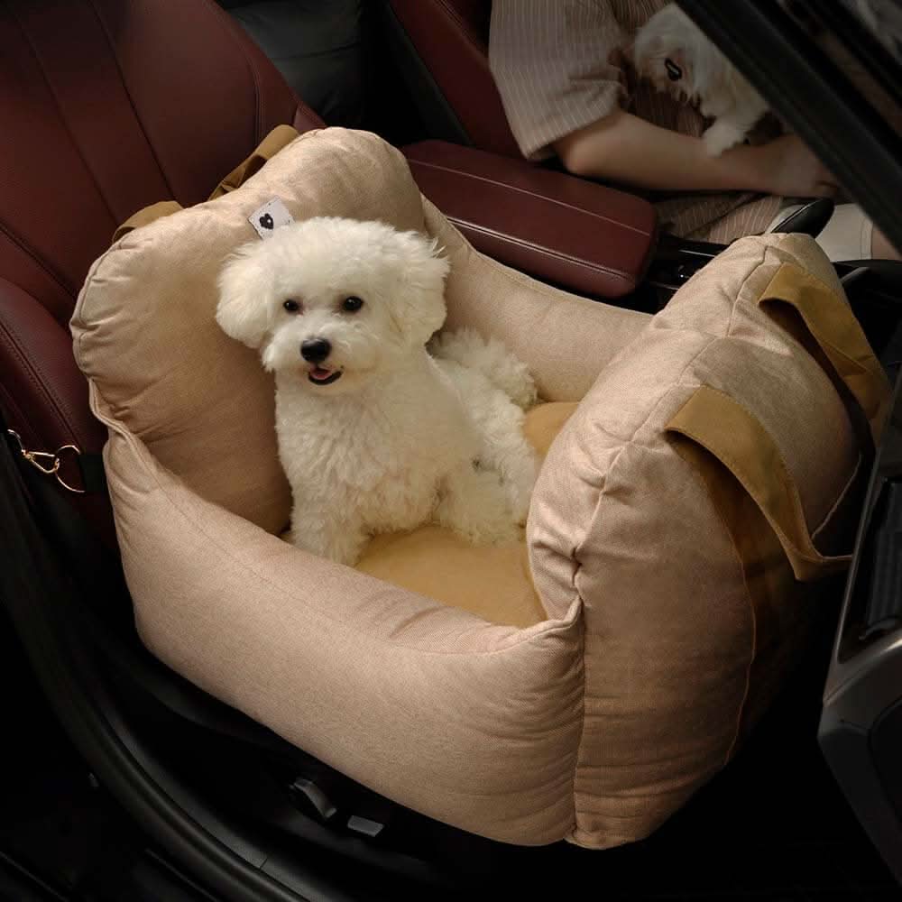 Dog Car Seat Bed | Adjustable Safety Straps and Washable Cover