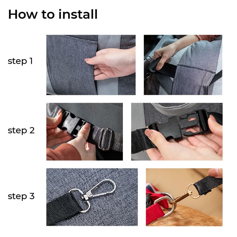 Dog Car Seat Bed | Adjustable Safety Straps and Washable Cover
