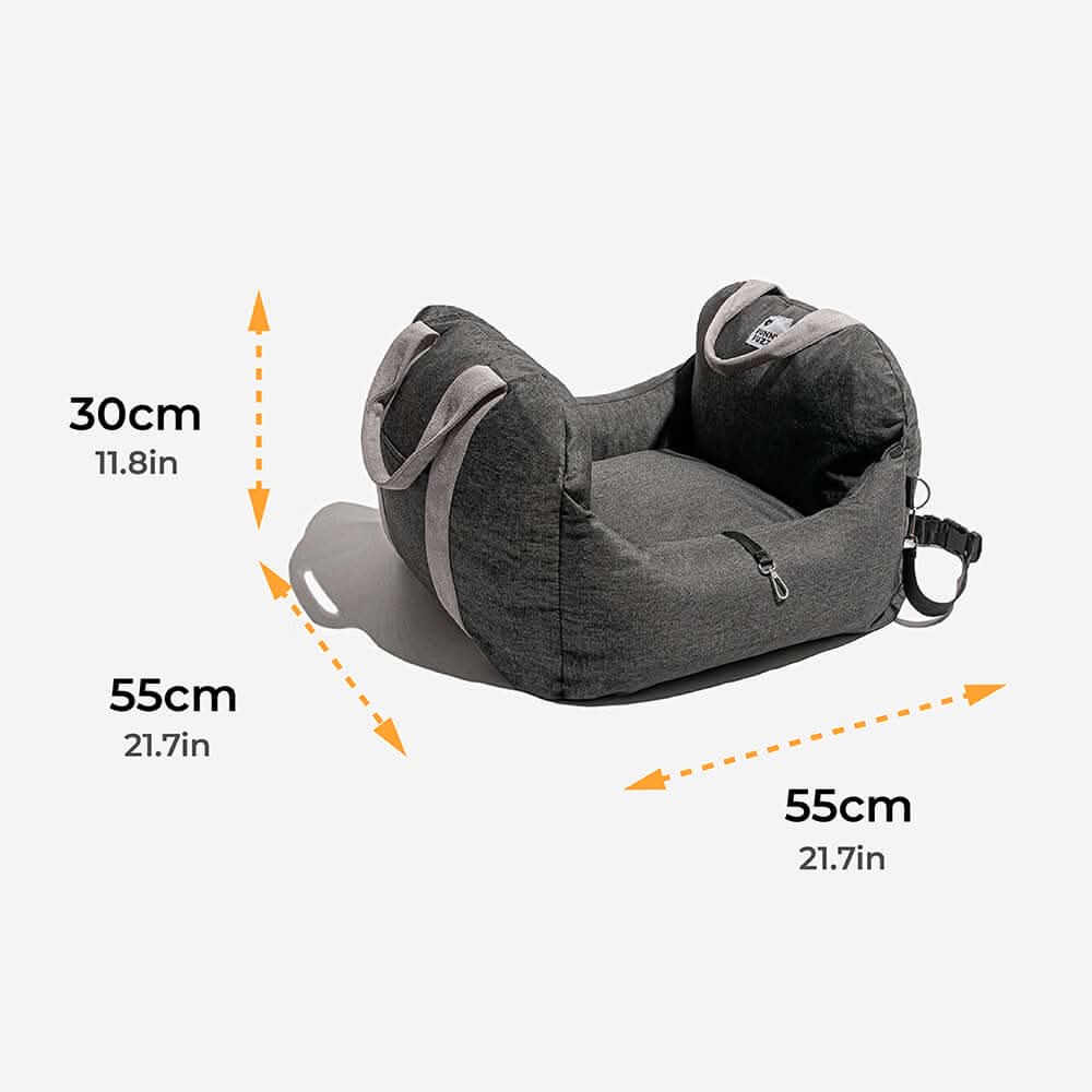 Dog Car Seat Bed | Adjustable Safety Straps and Washable Cover