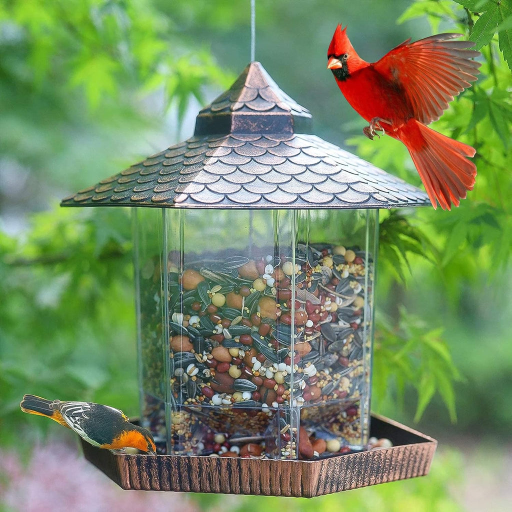 Copper Bird Feeder | Weatherproof Hanging Design with Clear Seed Container