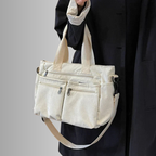 Black Corduroy Tote Bag | Multi-Pocket Crossbody Design