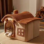 Indoor Cat Bed House | Plush Cave Design with Foam Padding