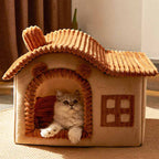 Indoor Cat Bed House | Plush Cave Design with Foam Padding