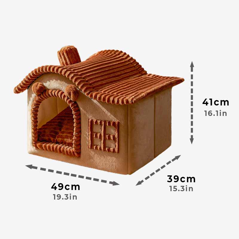 Indoor Cat Bed House | Plush Cave Design with Foam Padding