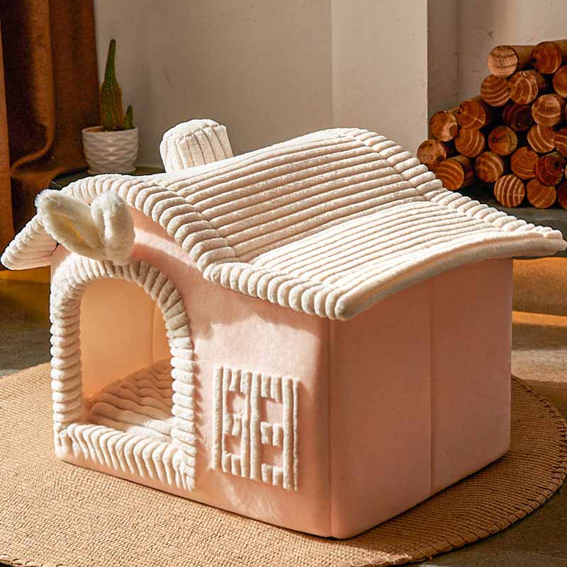 Indoor Cat Bed House | Plush Cave Design with Foam Padding