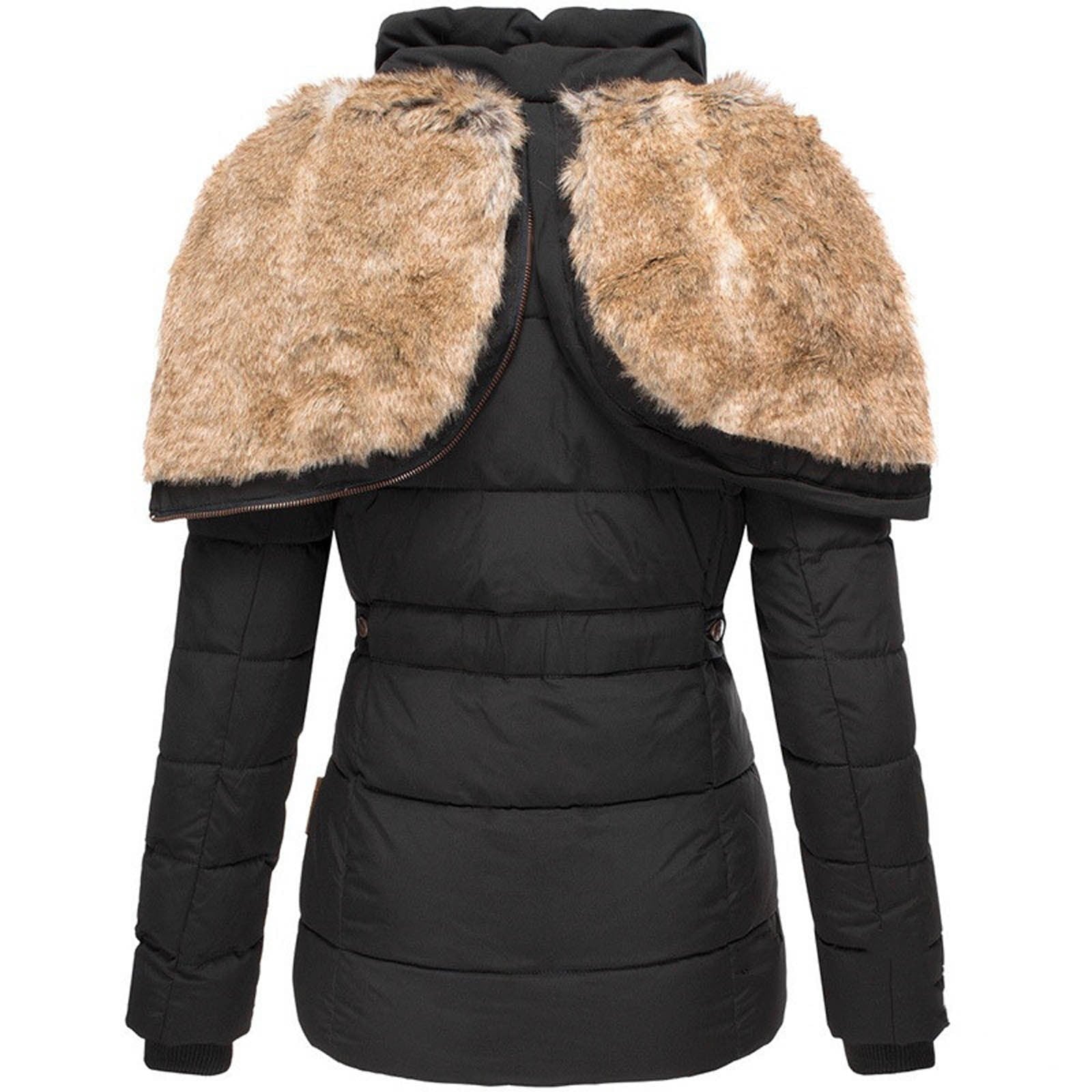 Winter Puffer Coat | Faux Fur Hood Quilted Design