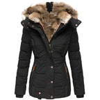 Winter Puffer Coat | Faux Fur Hood Quilted Design