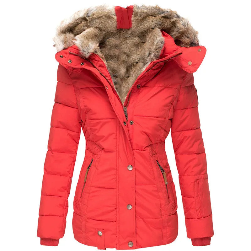 Winter Puffer Coat | Faux Fur Hood Quilted Design