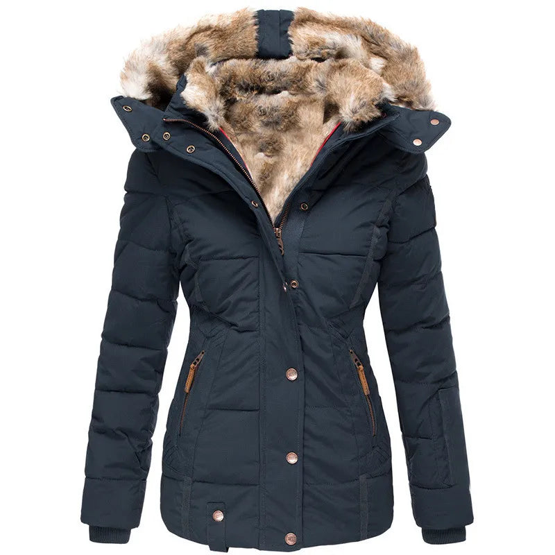 Winter Puffer Coat | Faux Fur Hood Quilted Design