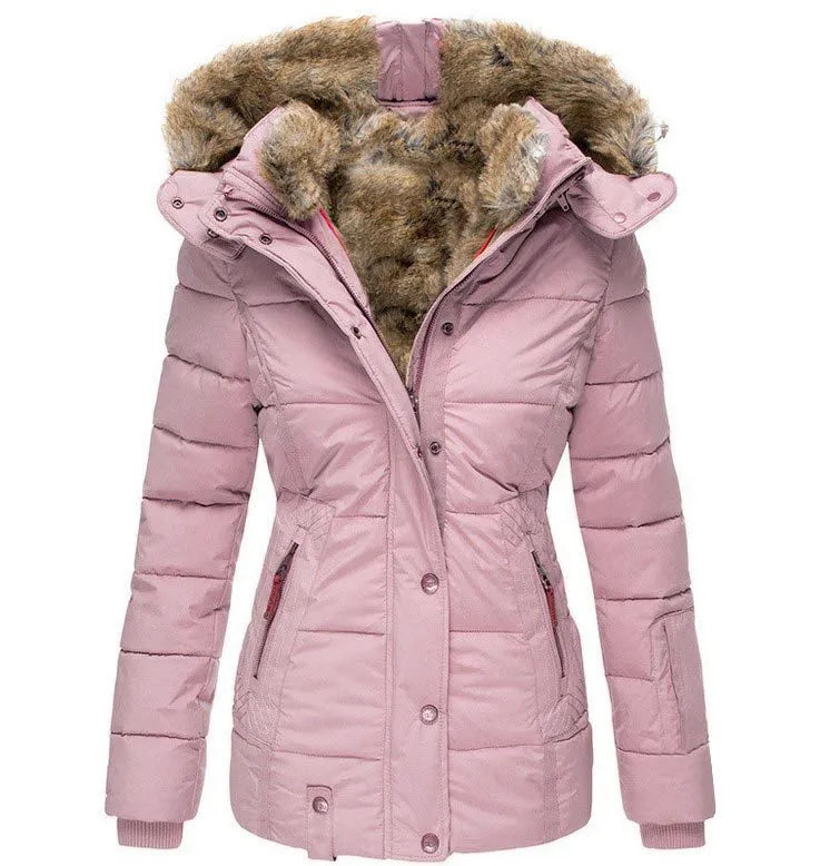 Winter Puffer Coat | Faux Fur Hood Quilted Design