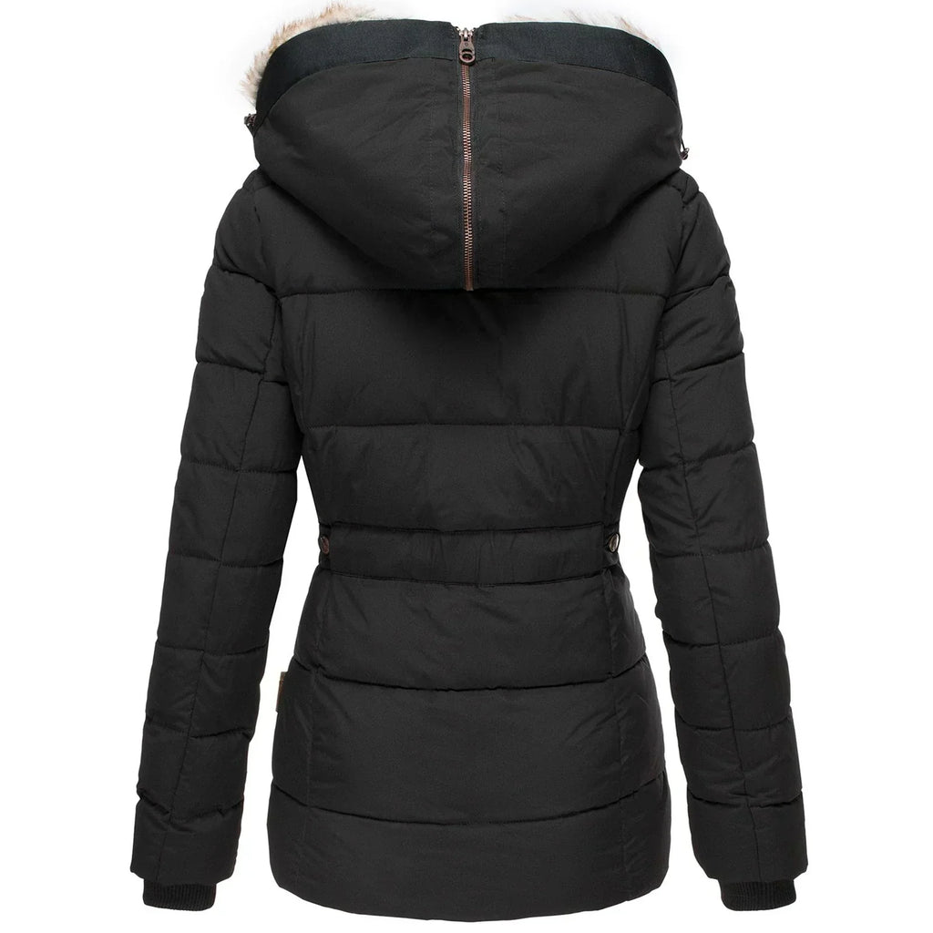 Winter Puffer Coat | Faux Fur Hood Quilted Design