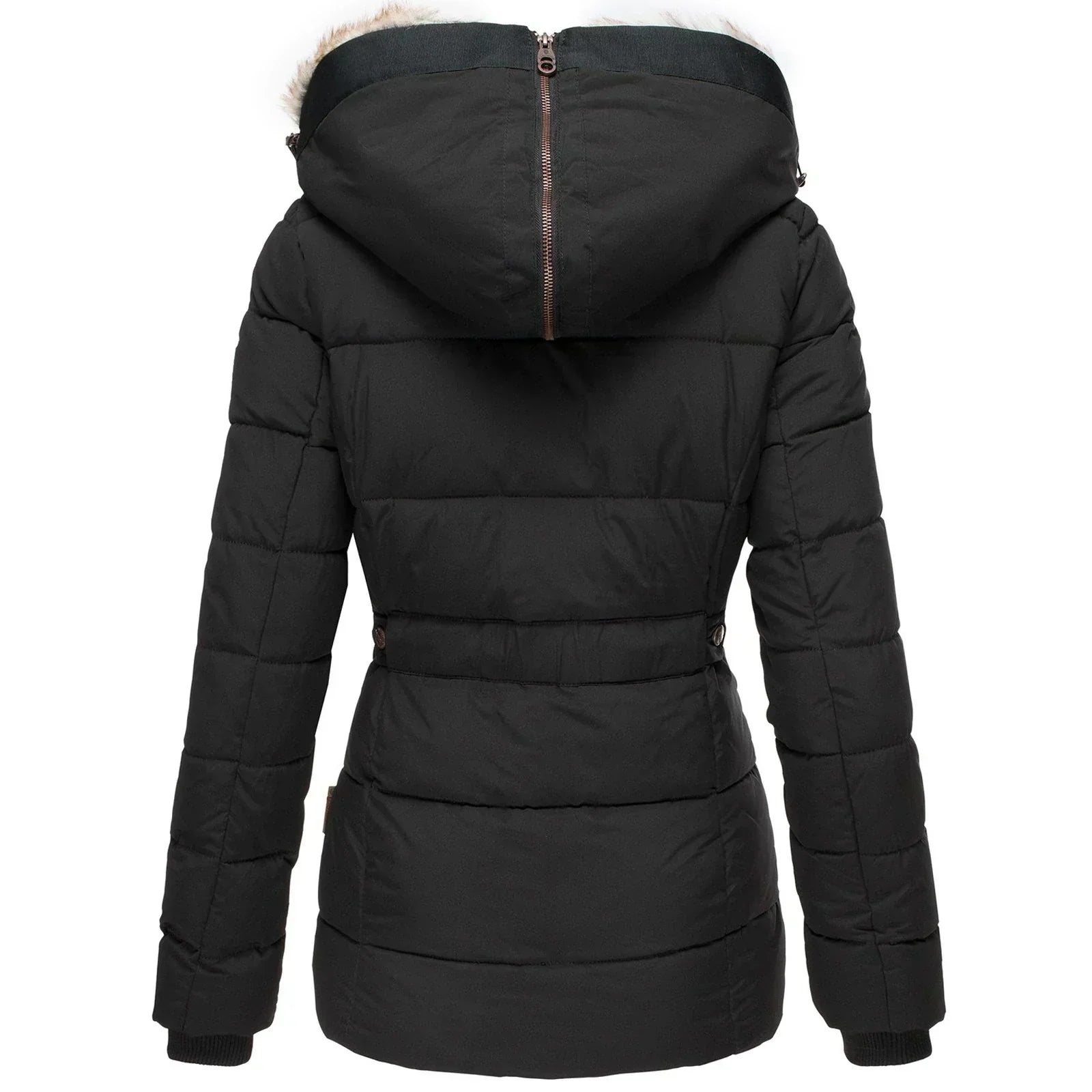 Winter Puffer Coat | Faux Fur Hood Quilted Design