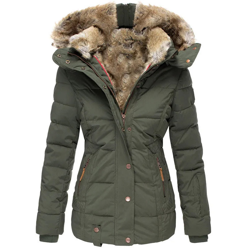 Winter Puffer Coat | Faux Fur Hood Quilted Design