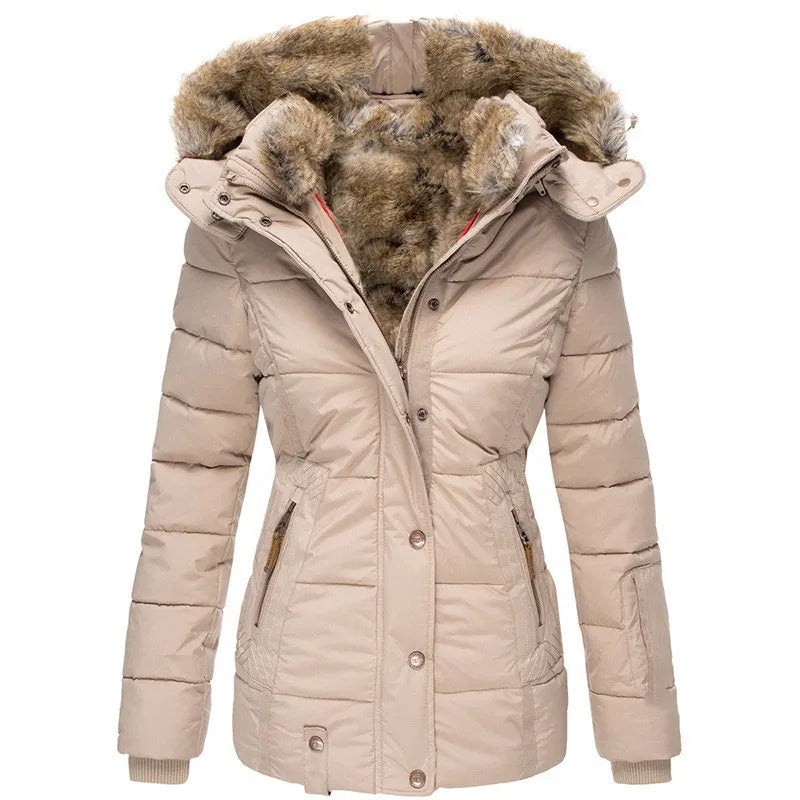 Winter Puffer Coat | Faux Fur Hood Quilted Design