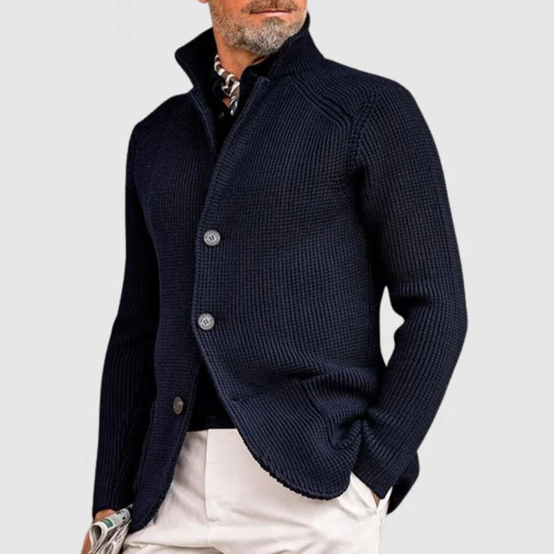 Ribbed Knit Cardigan | Olive Green Military Style