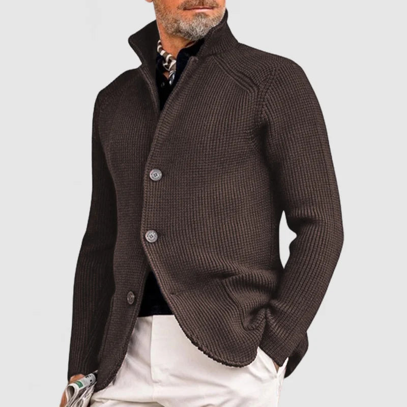 Ribbed Knit Cardigan | Olive Green Military Style
