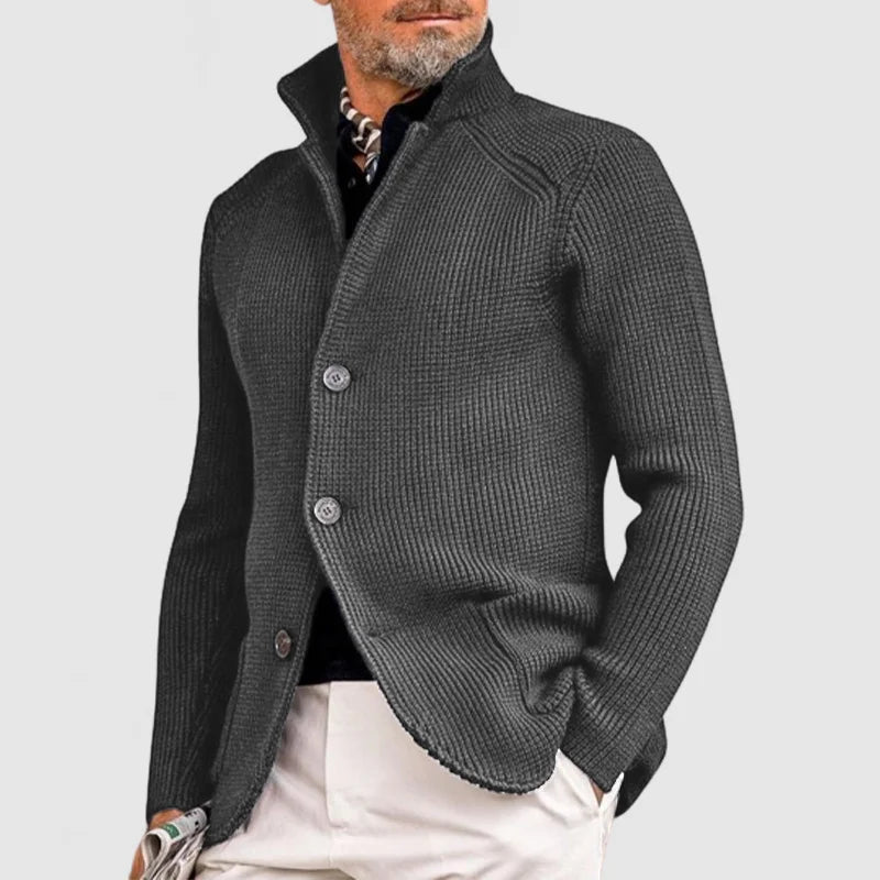 Ribbed Knit Cardigan | Olive Green Military Style