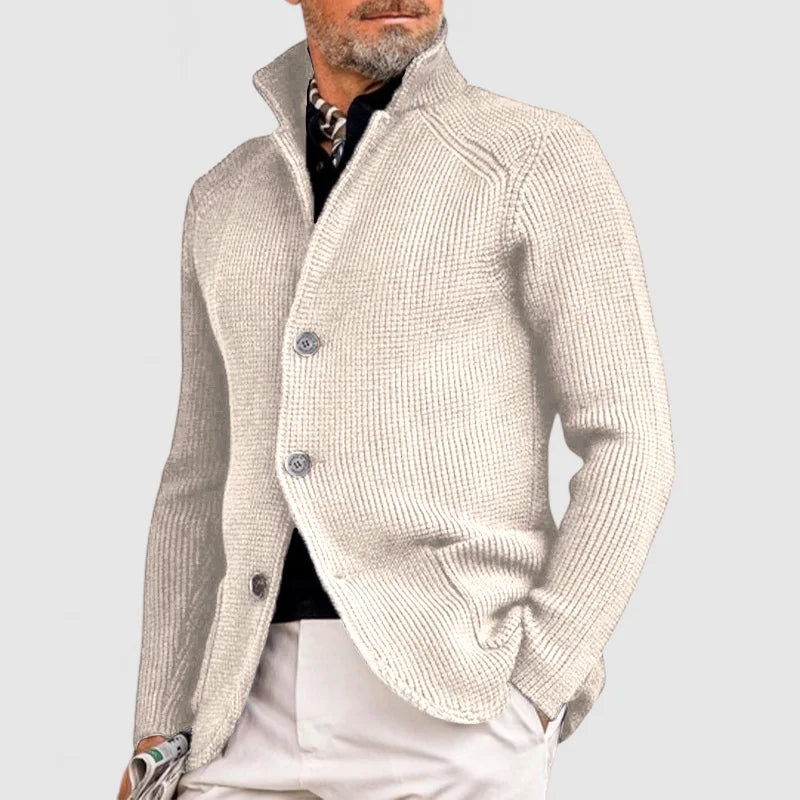 Ribbed Knit Cardigan | Olive Green Military Style
