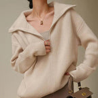 Half Zip Knit Sweater | Ribbed Cashmere Blend Pullover