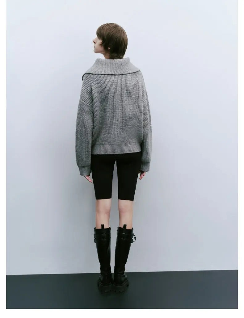 Half Zip Knit Sweater | Ribbed Cashmere Blend Pullover
