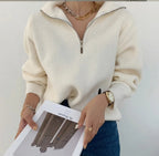 Half Zip Knit Sweater | Ribbed Cashmere Blend Pullover