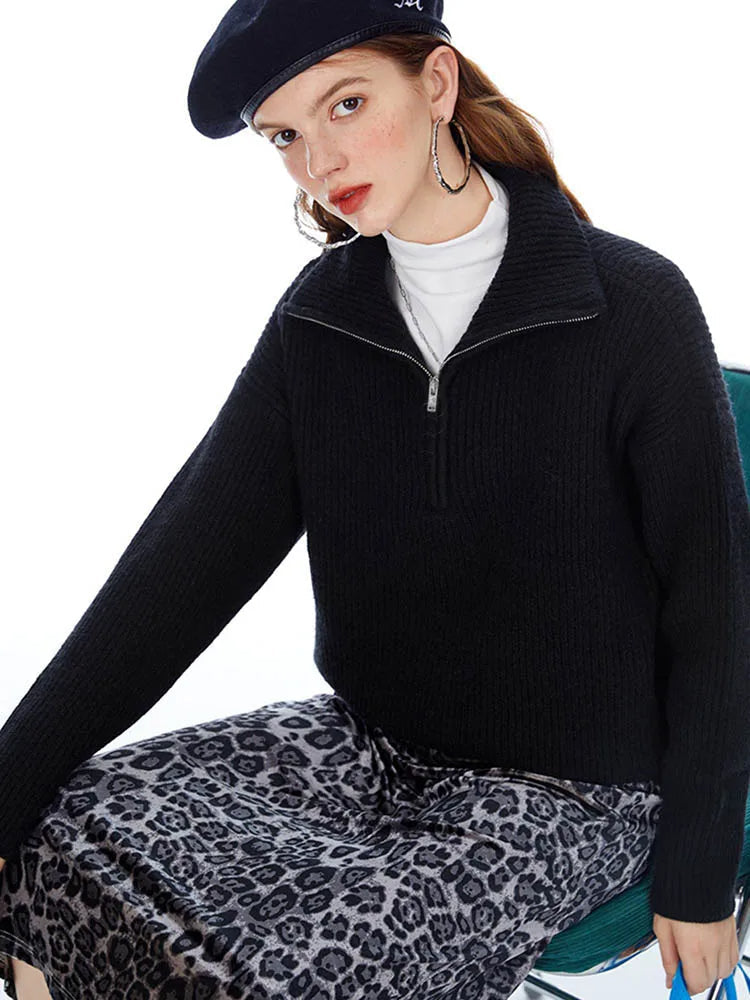Half Zip Knit Sweater | Ribbed Cashmere Blend Pullover