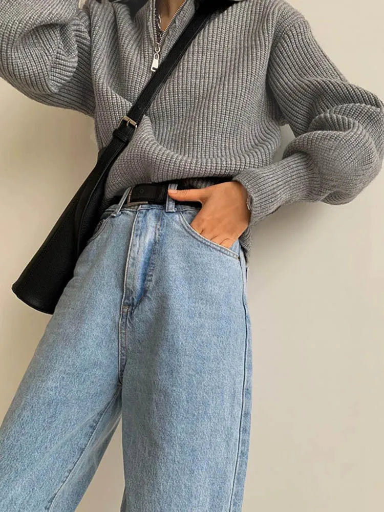 Half Zip Knit Sweater | Ribbed Cashmere Blend Pullover