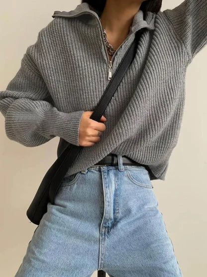 Half Zip Knit Sweater | Ribbed Cashmere Blend Pullover