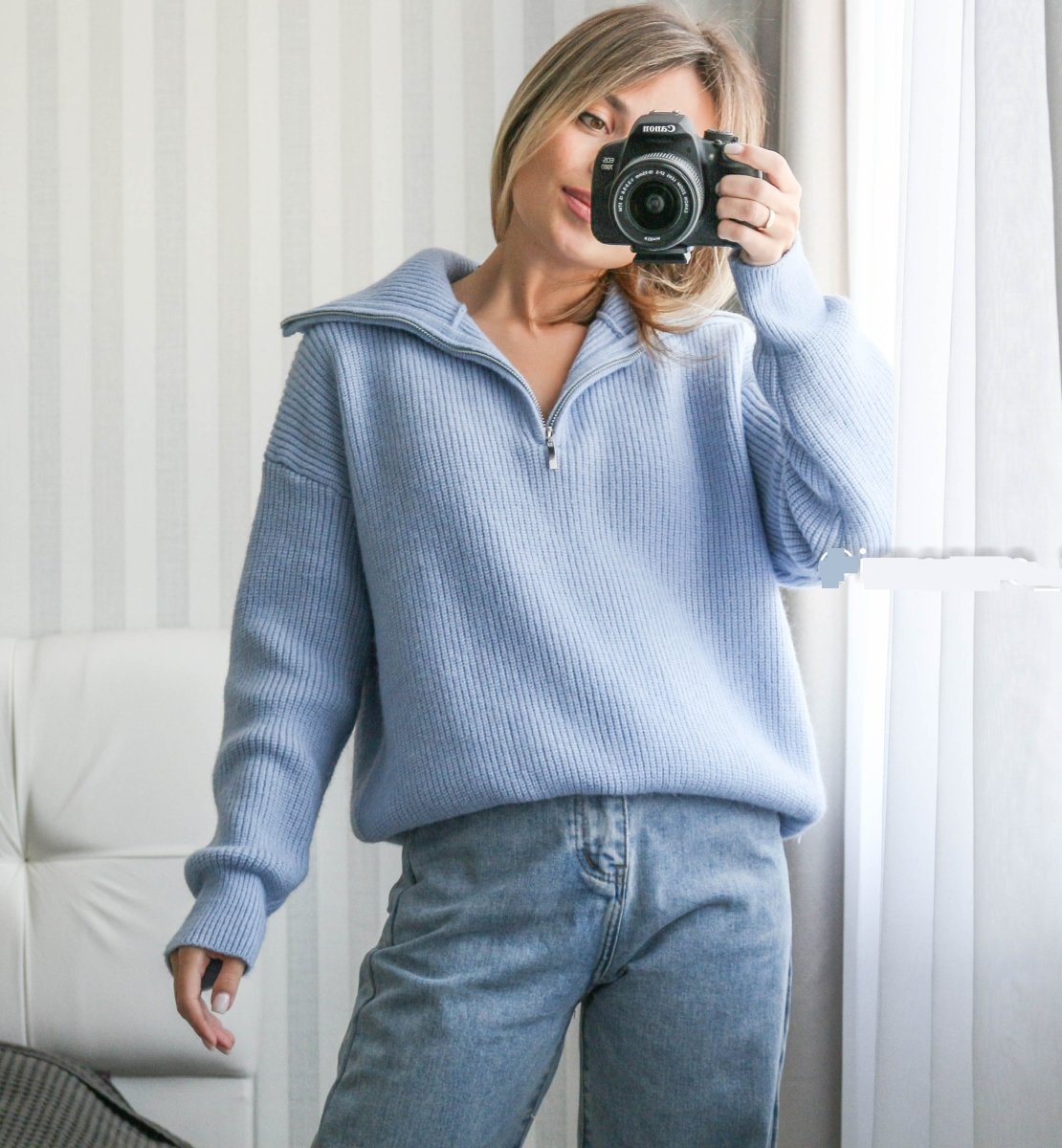 Half Zip Knit Sweater | Ribbed Cashmere Blend Pullover