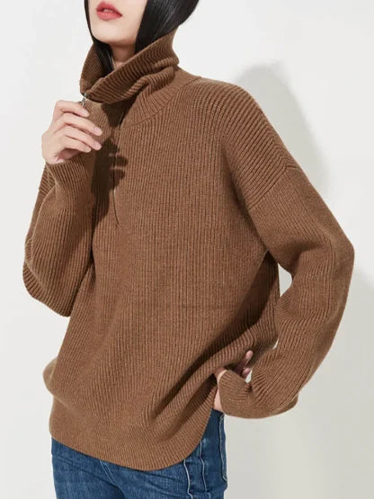 Half Zip Knit Sweater | Ribbed Cashmere Blend Pullover