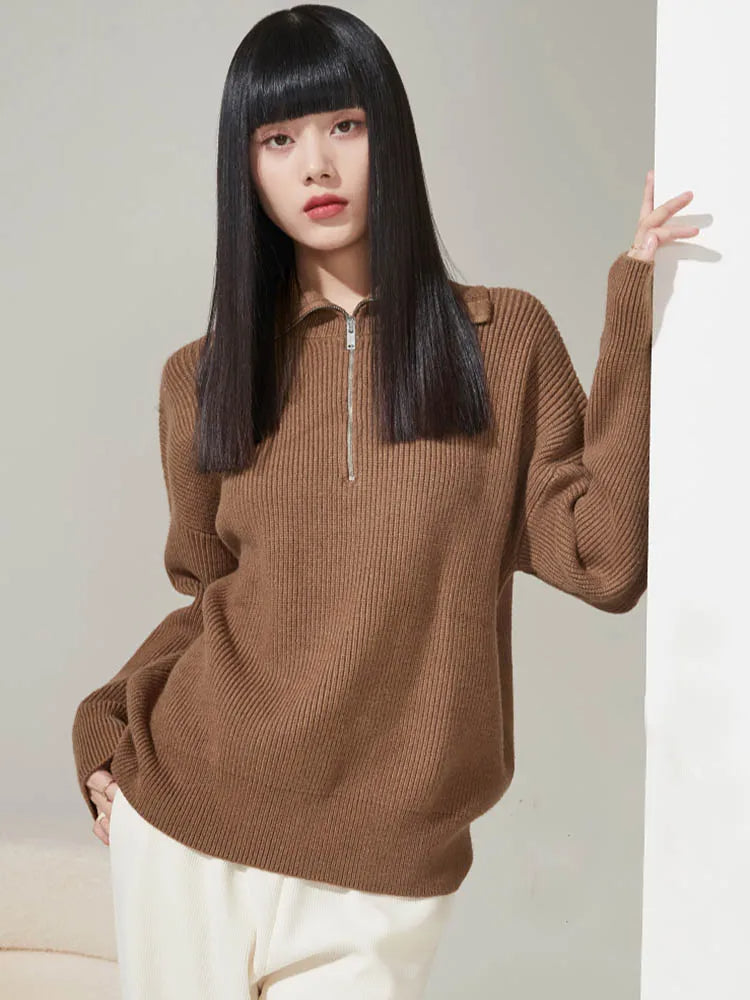 Half Zip Knit Sweater | Ribbed Cashmere Blend Pullover