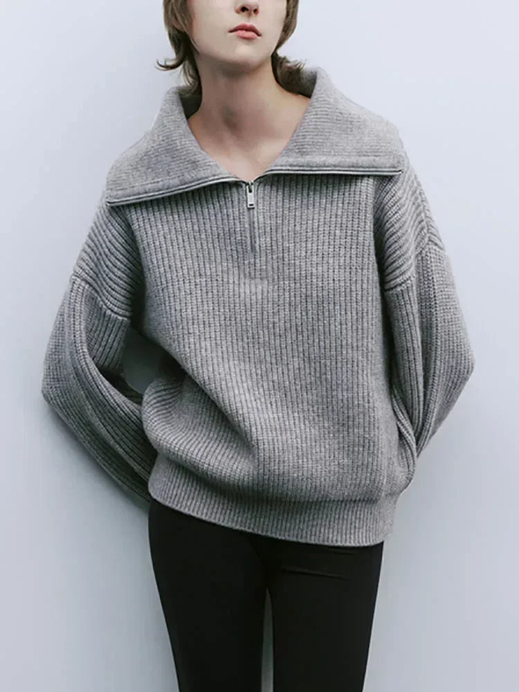 Half Zip Knit Sweater | Ribbed Cashmere Blend Pullover