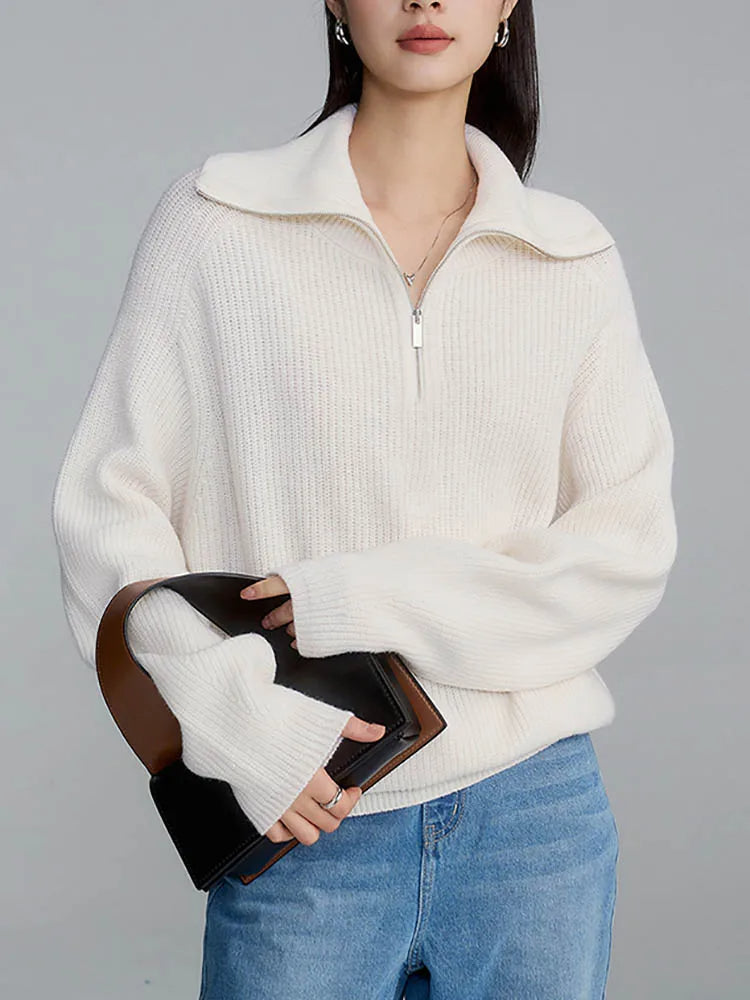 Half Zip Knit Sweater | Ribbed Cashmere Blend Pullover