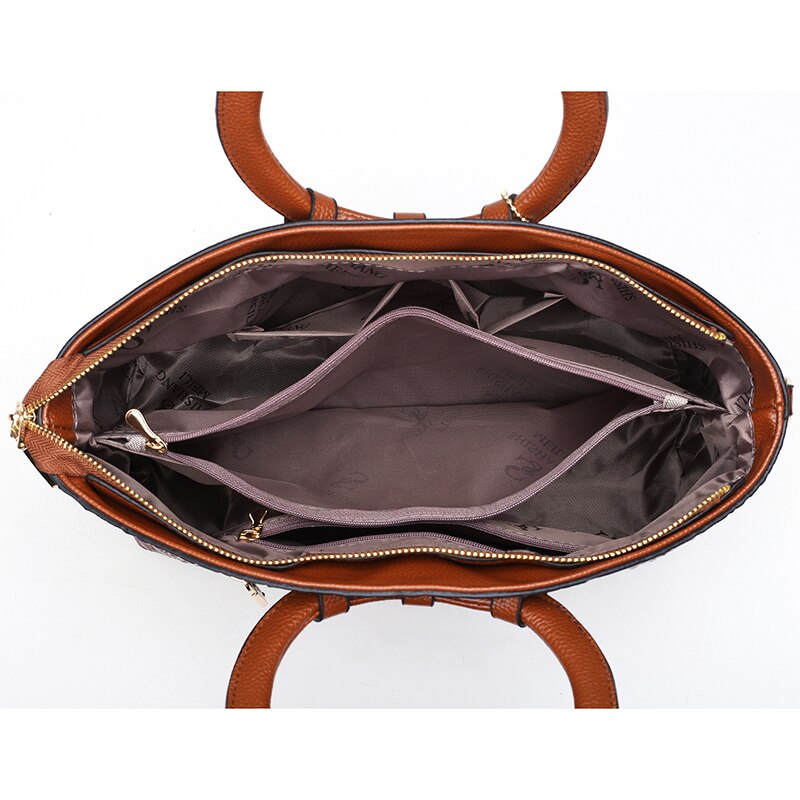 Crocodile Pattern Handbag | Brown PU Leather with Gold Hardware