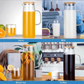 Glass Water Pitcher | Bamboo Lid Heat Resistant Jug