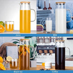 Glass Water Pitcher | Bamboo Lid Heat Resistant Jug