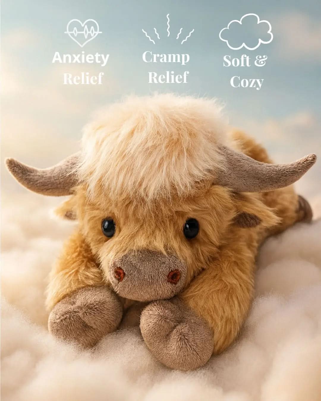 Highland Cow Plush Toy | Soft Brown Fluffy Farm Animal