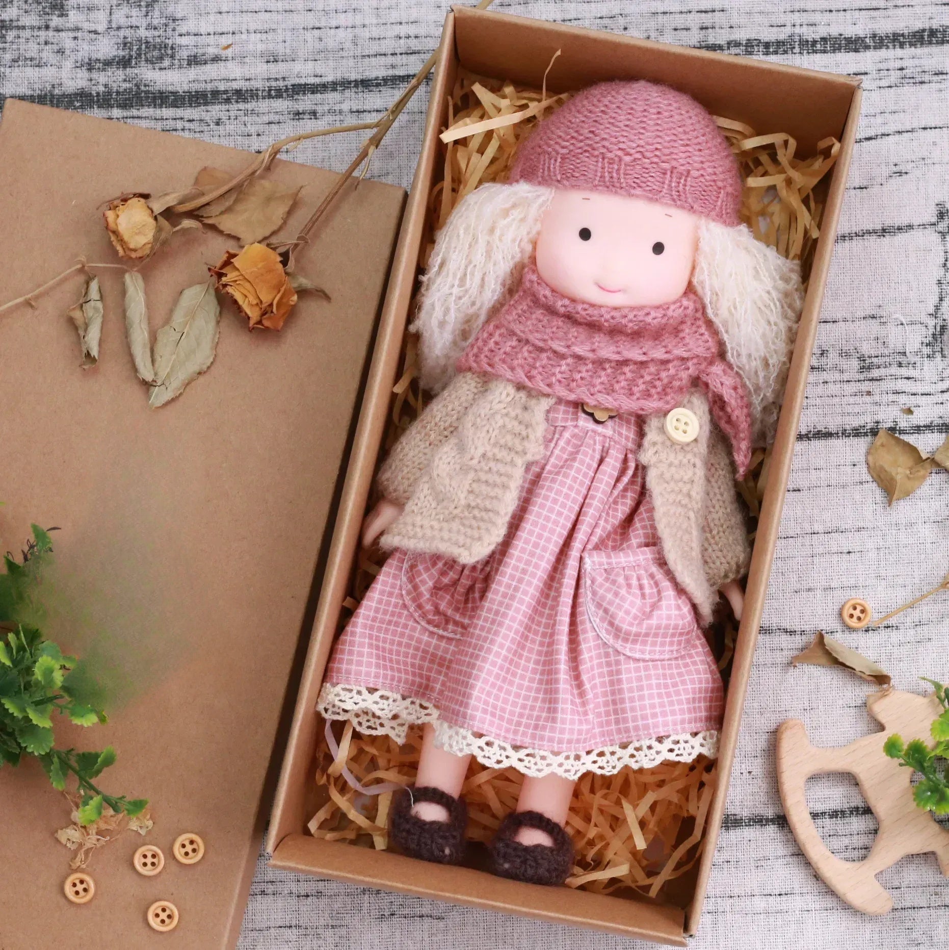 Plush Dress Up Doll | Soft Vinyl Face with Knitted Outfit