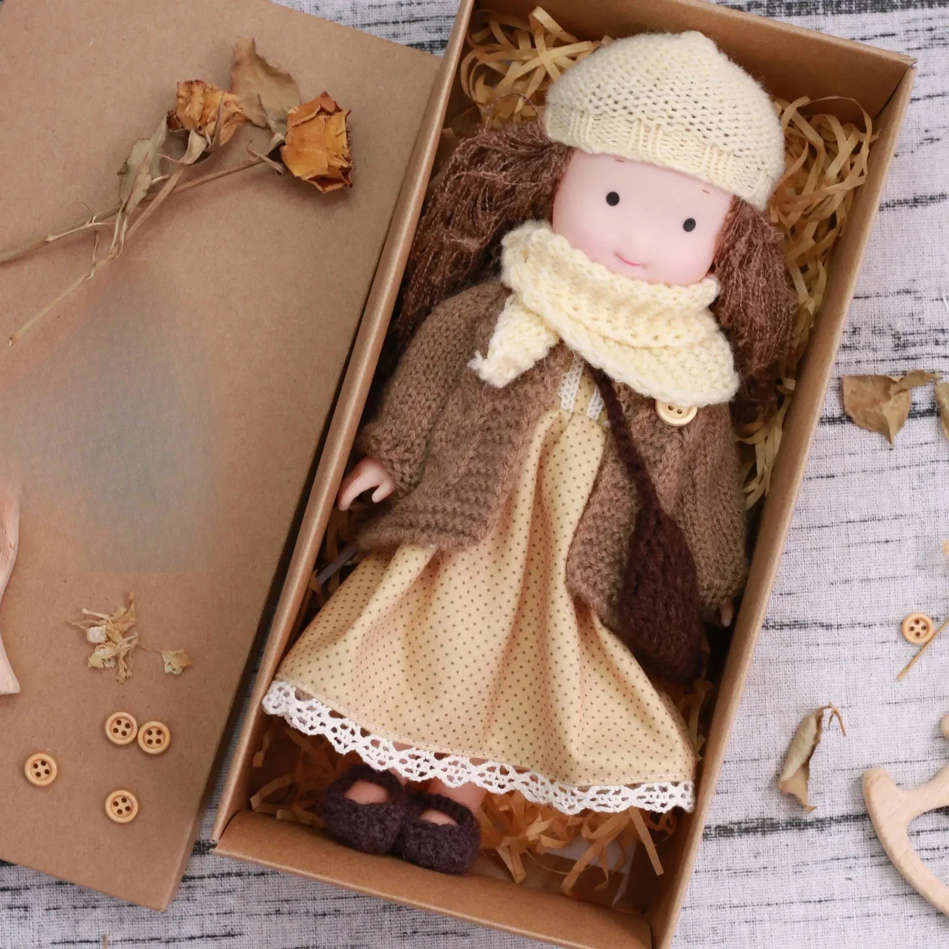 Plush Dress Up Doll | Soft Vinyl Face with Knitted Outfit