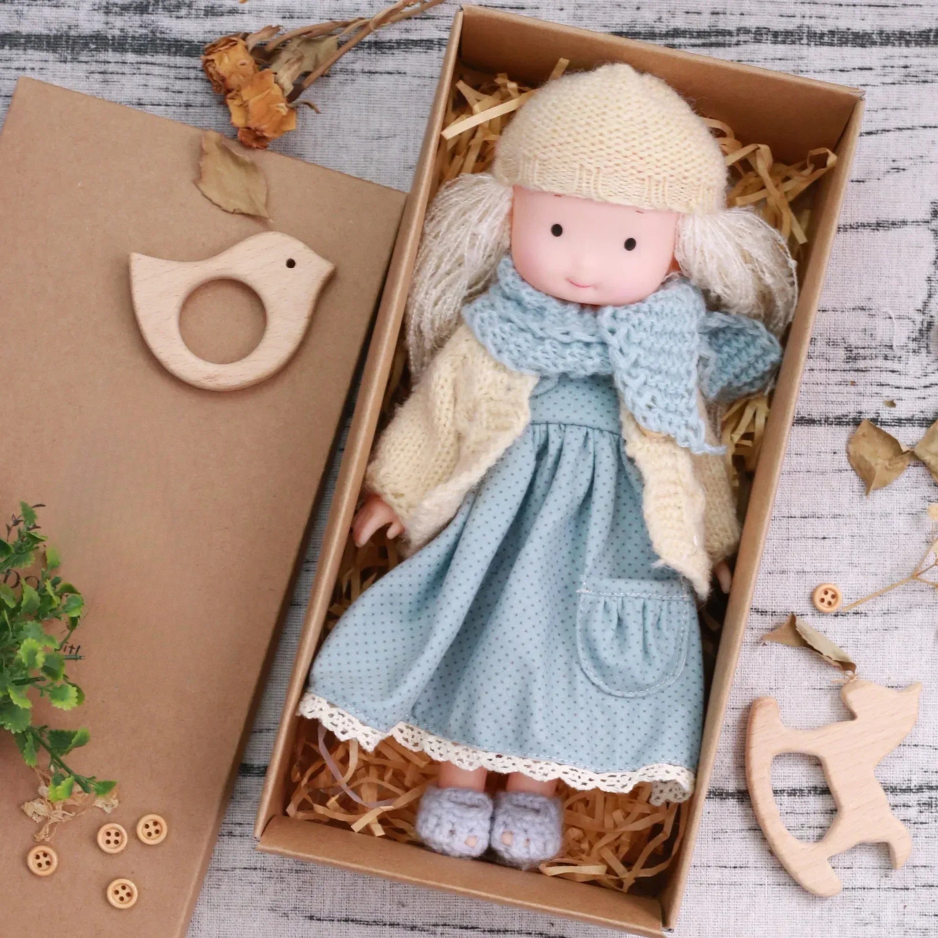 Plush Dress Up Doll | Soft Vinyl Face with Knitted Outfit