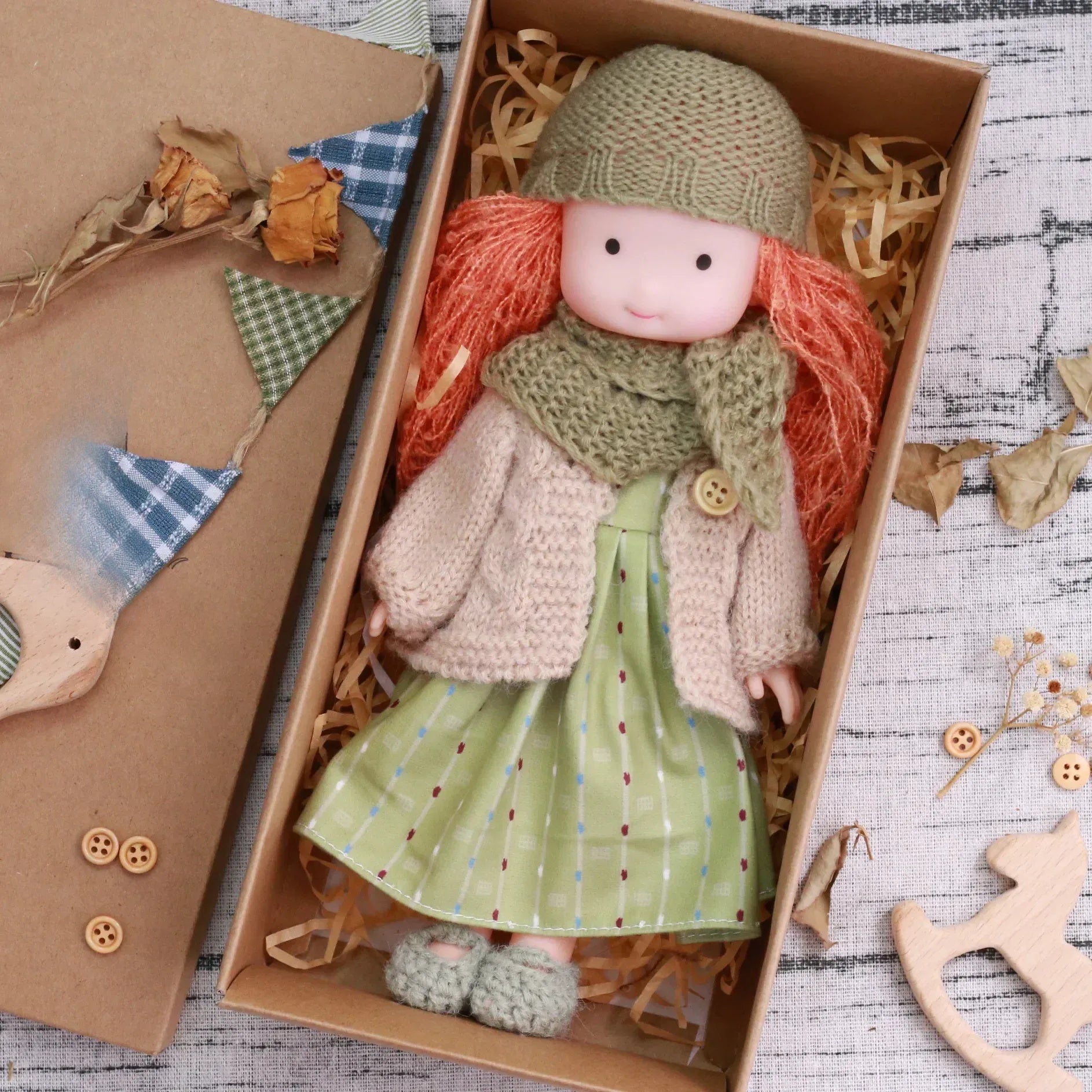 Plush Dress Up Doll | Soft Vinyl Face with Knitted Outfit