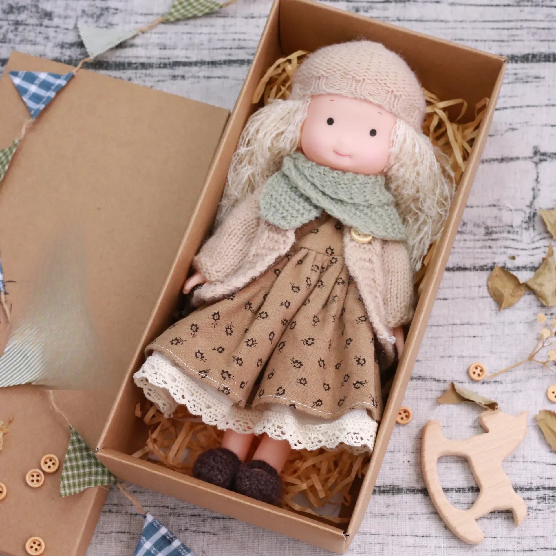 Plush Dress Up Doll | Soft Vinyl Face with Knitted Outfit