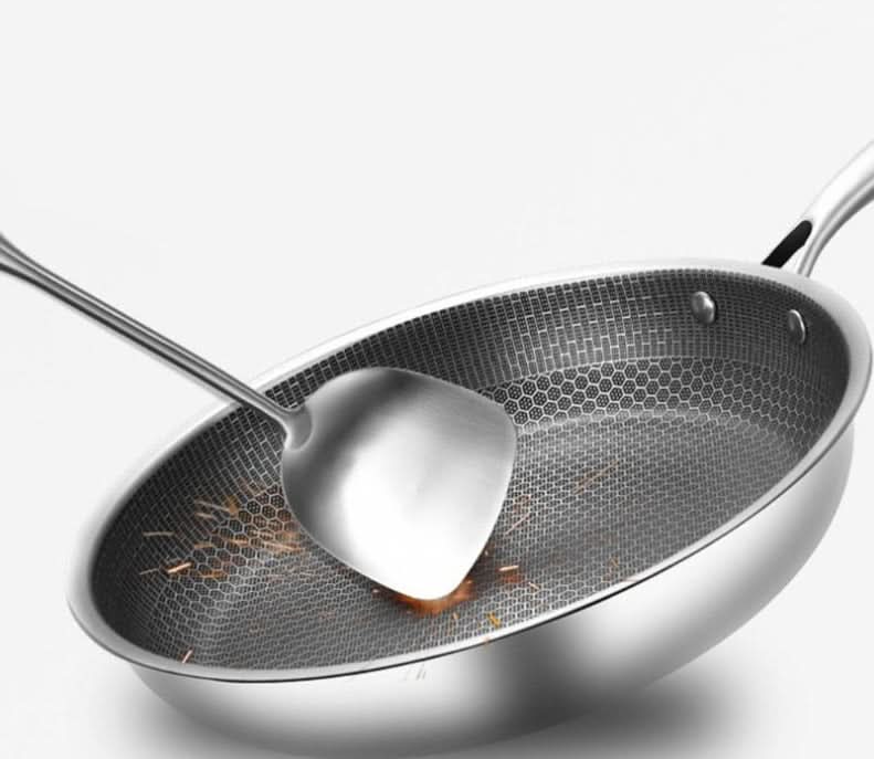 Stainless Steel Frying Pan | Non-Stick Coating with Honeycomb Texture