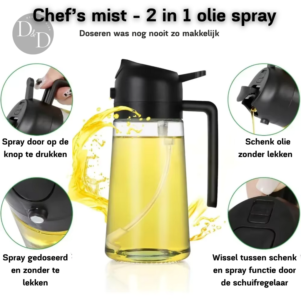 Glass Oil Spray Bottle | 500ml 2-in-1 Cooking Dispenser