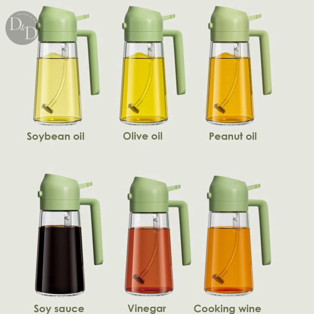 Glass Oil Spray Bottle | 500ml 2-in-1 Cooking Dispenser