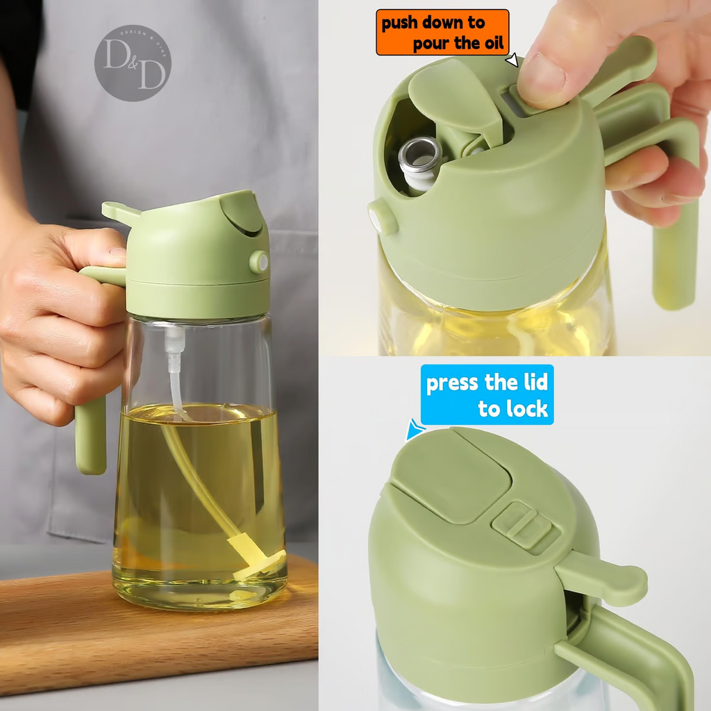 Oil Spray Bottle | 2-in-1 Glass Kitchen Dispenser