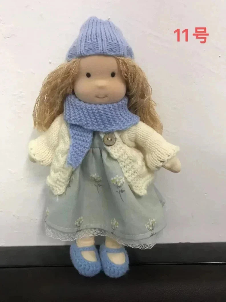 Waldorf Cotton Doll | Autumn Floral Dress With Knit Cardigan