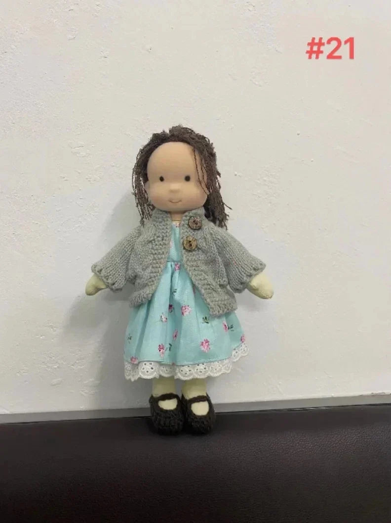 Waldorf Cotton Doll | Autumn Floral Dress With Knit Cardigan