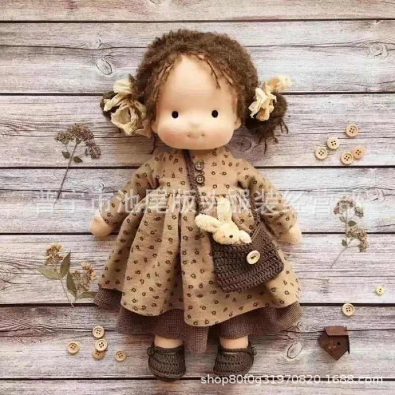 Waldorf Cotton Doll | Autumn Floral Dress With Knit Cardigan