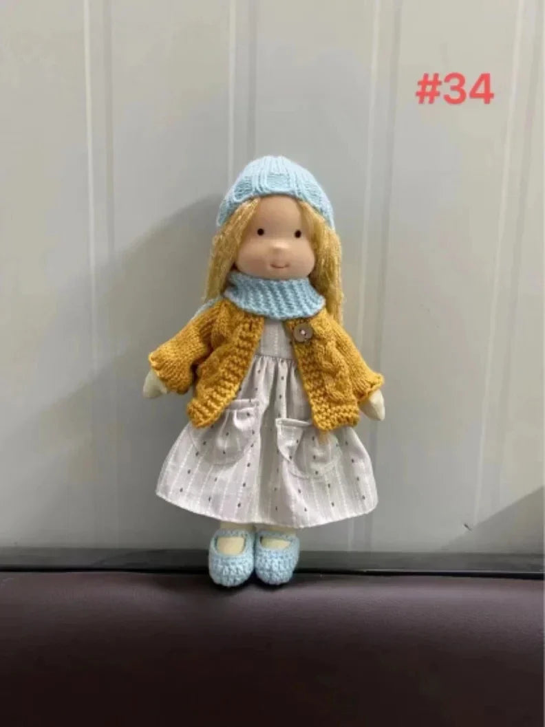 Waldorf Cotton Doll | Autumn Floral Dress With Knit Cardigan